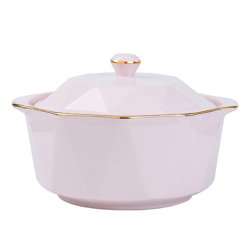 饭碗家用陶瓷碗2025新款北欧风轻奢粉色餐具4/6/10个装吃饭碗盘筷