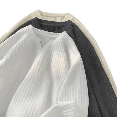 肌理感V领长袖t恤内搭