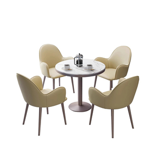 轻奢岩板洽谈桌椅组合售楼处酒店休闲区办公商务休闲接待小圆桌子