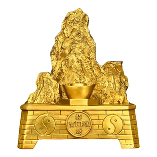 黄铜金山银山大号铜泰山招财进宝黄铜靠山招贵人事业有成摆件送礼