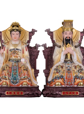 汉白玉玉帝西王母神像家居摆件