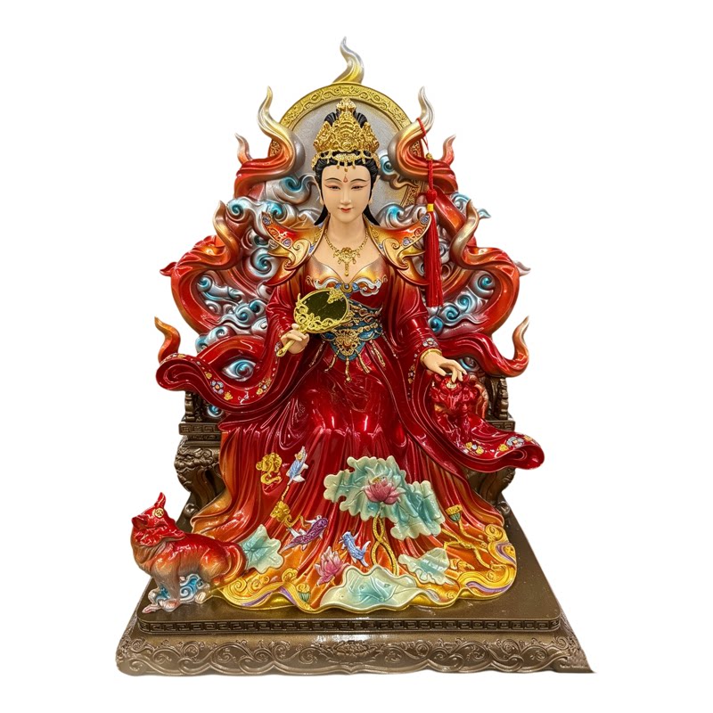 树脂彩绘九尾娘娘供奉摆件