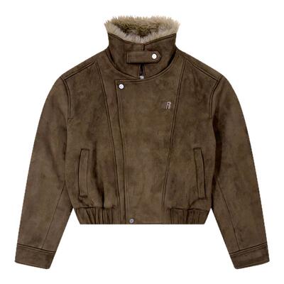 FDR官方店麂皮翻领斜拉链夹克