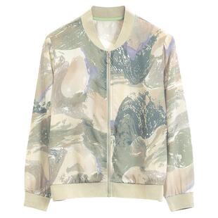 米皇时尚印花棒球服开衫女宽松薄款桑蚕丝防晒