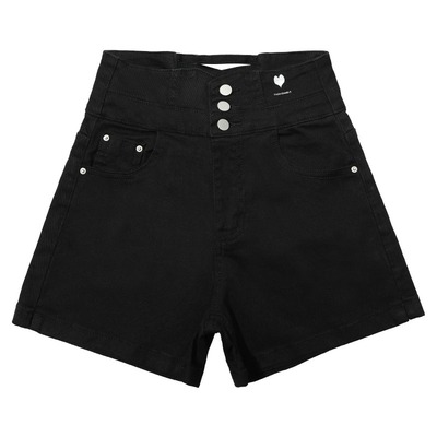 白色超高腰牛仔短裤女夏季显瘦