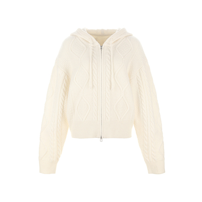 wanatry羊毛麻花编织双拉链毛衣