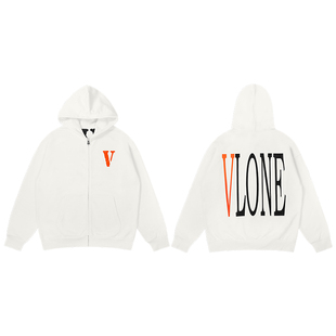VLONE 基础款logo拉链卫衣新款街头美式帽衫男女同款潮连帽外套