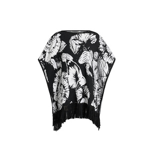 【东方织锦】ZHUCHONGYUN2026春新款流苏下摆针织衫提花斗篷上衣