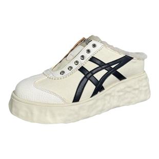 ShānRen 羊羔毛拖鞋女外穿秋冬新款内增高厚度半托鞋休闲毛毛鞋