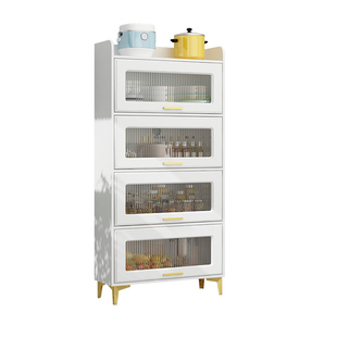 厨房置物架落地多层橱柜微波炉烤箱置物柜带门多功能收纳储物碗柜