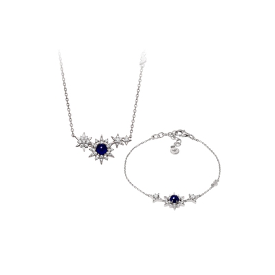 阿玛尼银女夜空蓝星辰系列项链