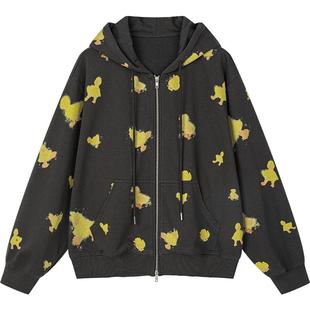 UOOYAA/乌丫2025春季新款“I”鸭连帽卫衣外套