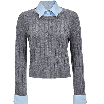 ONLY假两件拼接毛衣针织衫