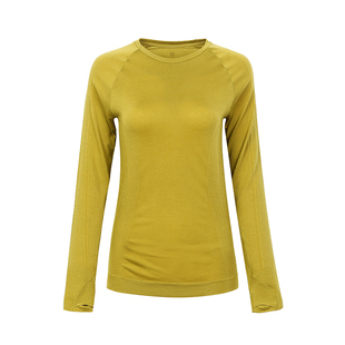 annerun美利奴羊毛瑜伽服长袖上衣户外徒步速干衣跑步修身健身服