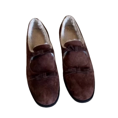 英伦风蝴蝶结加绒小皮鞋乐福鞋