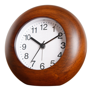 TQJ实木静音贪睡座钟桌面坐钟时尚夜灯台面钟学生卧室床头小闹钟