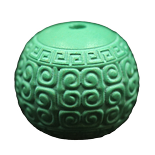 回纹珠108文玩手串仿绿松石配饰单珠吊坠顶珠腰珠diy雕刻件挂件