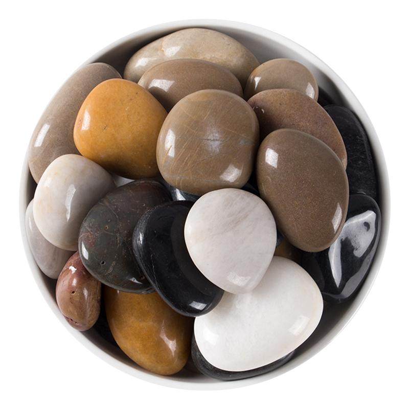 五彩鹅卵石铺地原石彩色石头庭院花园造景装饰天然雨花石白色石子