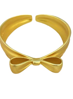 在逃公主开口手镯女蝴蝶结镯子小众轻奢假金仿真黄金配饰沙金饰品