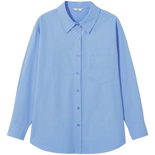 热风女士长袖衬衫2026年春季新款基础款长袖衬衣马克龙色内搭上衣