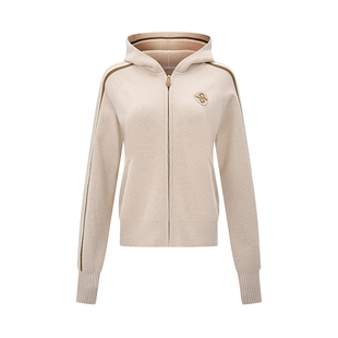 RARE威雅女装 秋冬新款咖色外套女士针织连帽外套 RR2236250353