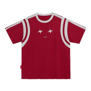 BJHG不计后果泽西风运动复古短袖t恤男夏季新款美式休闲情侣t恤女