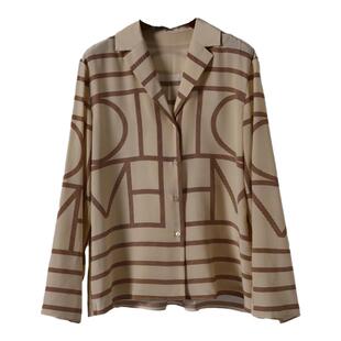 儒雅耐看 重磅真丝双绉定位印花v领长袖衬衫 通勤百搭桑蚕丝上衣