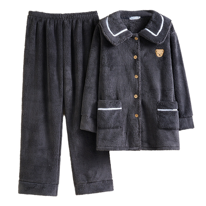 法兰绒秋冬睡衣大码女200斤胖mm加绒加厚珊瑚绒家居服冬季可外穿