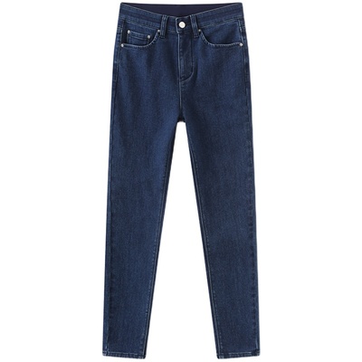 CUBIC高腰弹力磨毛牛仔小脚裤