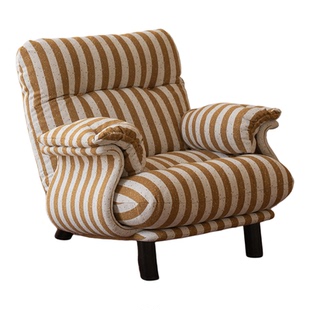 美之趣 菲尔新款北欧复古条纹单人沙发椅客厅阳台休闲懒人椅
