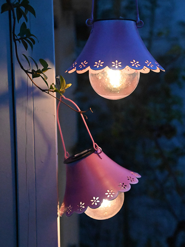 铁艺复古户外庭院太阳能挂灯花园别墅露台阳台防水吊灯花园装饰灯