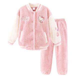 凯蒂猫儿童睡衣秋冬2025新款洋气女童家居服套装加厚保暖居家童装