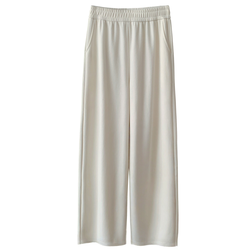 垂感米白色糯米裤女2025新款春秋高腰宽松小个子灯芯绒直筒阔腿裤