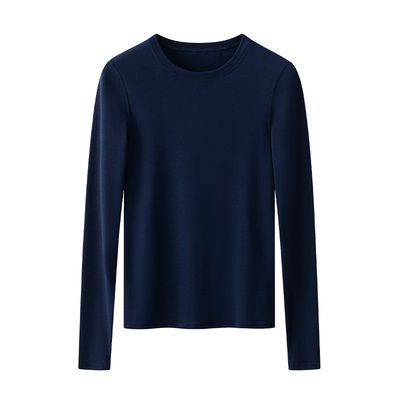 修身羊毛混纺圆领保暖内搭针织女