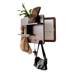 电表箱遮挡置物架实木中古风总开关配电闸箱改造装饰画挂画挂衣钩