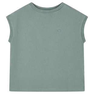 Champion冠军短袖女25夏季无袖背心丹宁牛仔风秋季做旧t恤纯棉