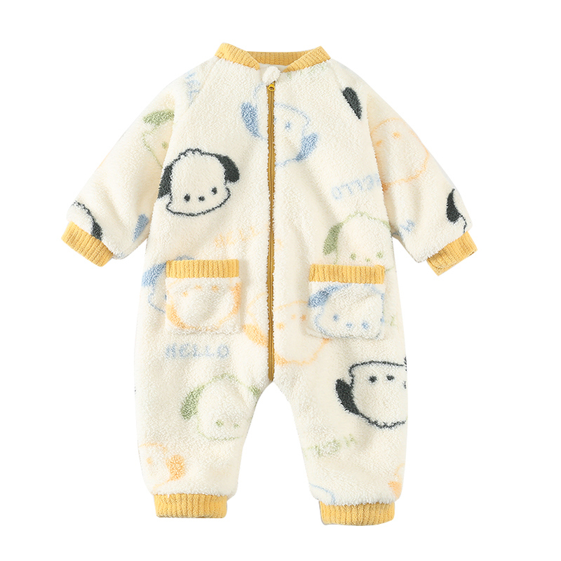 儿童加厚连体睡衣冬季男童保暖防踢珊瑚绒睡袋家居服男宝宝爬爬服