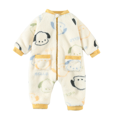 儿童加厚连体睡衣冬季男童保暖防踢珊瑚绒睡袋家居服男宝宝爬爬服