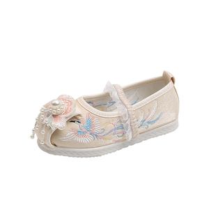 儿童童鞋女童汉服绣花鞋老北京布鞋古风舞蹈鞋新款刺绣古装公主鞋