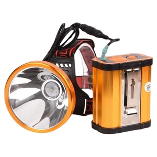 锂电池充电头灯带电瓶强光超亮远射户外黄光夜钓鱼灯头戴式手电筒