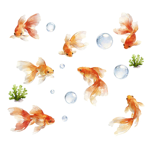 浴室卫生间瓷砖海洋鱼墙面贴画遮丑自粘锦鲤车贴划痕遮挡防水贴纸
