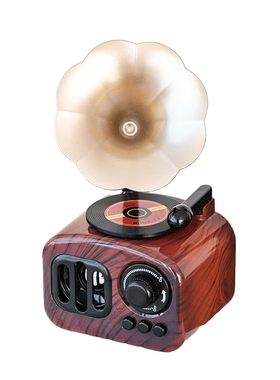 复古木质留声机音乐盒桌面摆件