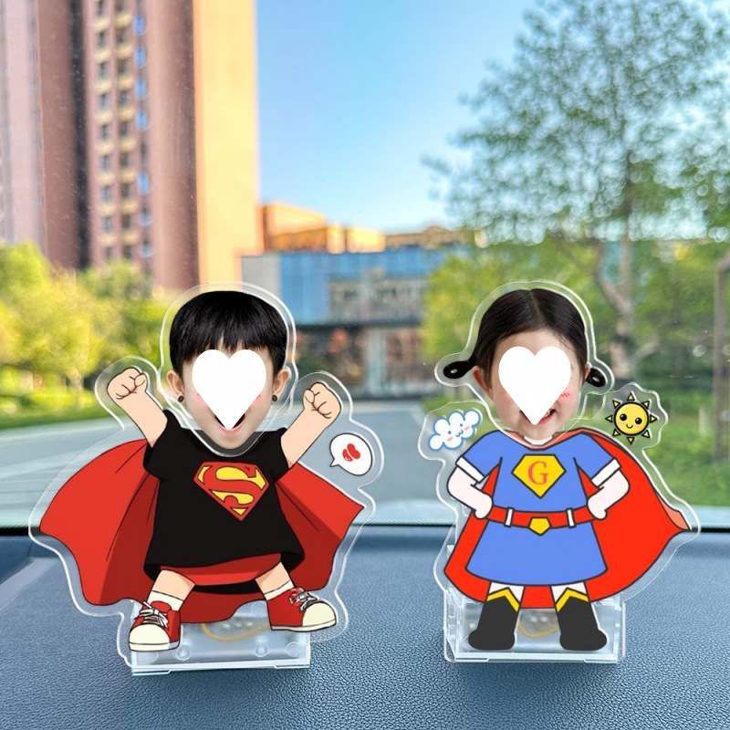 车载摇头摆件太阳能汽车摇摇宝宝情侣亚克力DIY头像照片