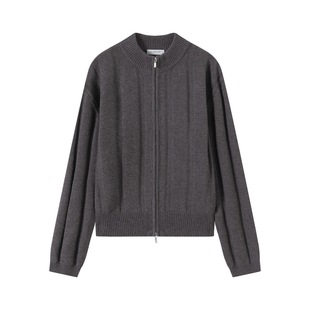 VLABMADE 复古老钱风暗条纹提花*双开拉链马球针织衫羊毛混纺毛衣