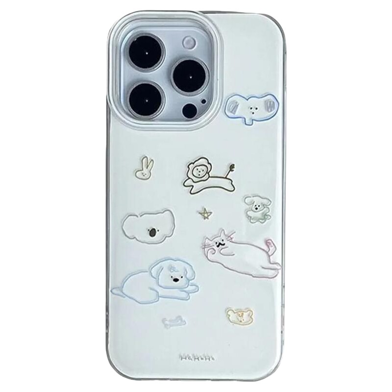 韩系线条动物创意可爱防摔保护套