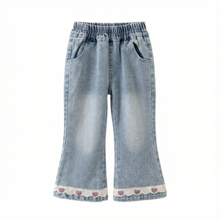 新款春季潮款女童牛仔裤女宝宝韩版时尚洋气儿童休闲百搭裤子童装
