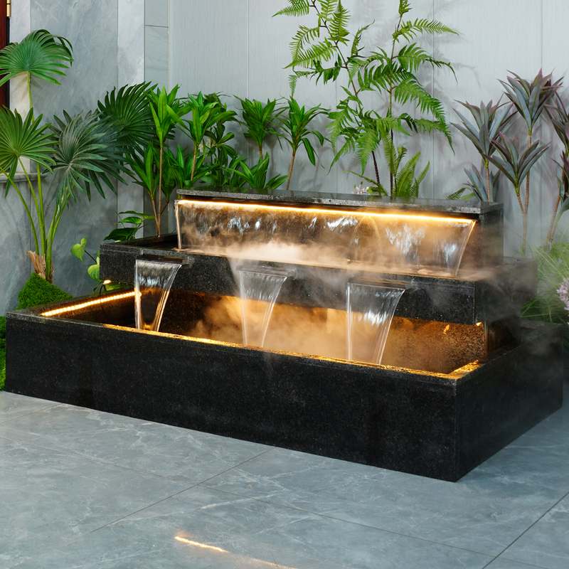 户外庭院石头瀑布流水喷泉循环水景观阳台造景成品小水景室外鱼池