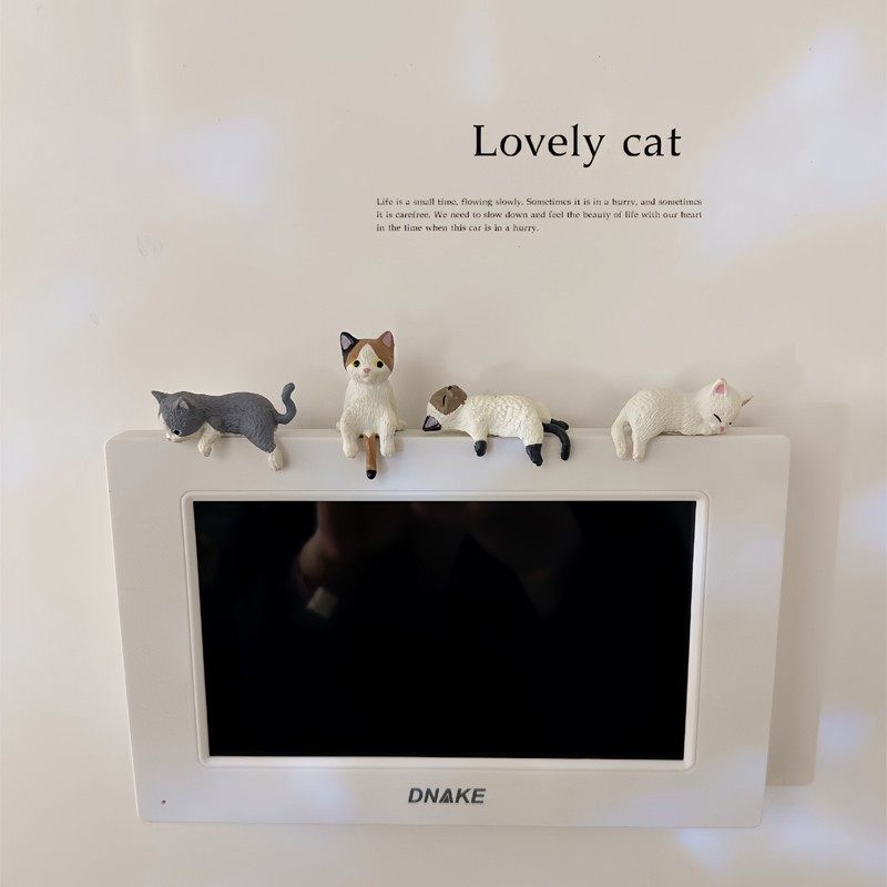 可爱猫咪可视门铃屏幕小摆件对讲电话遮丑神器家居关玄卡通装饰