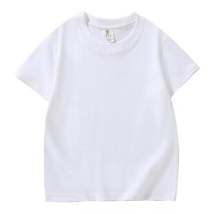 夏季纯棉白色儿童T恤定制logo幼儿园班服运动会diy广告文化化衫