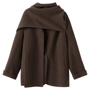 RUISHI芮时 漫步塞纳 松弛感美利奴立绒羊毛大衣短款披肩外套女冬